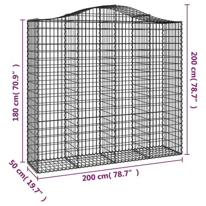 VidaXL Panier de Gabions Arqué Cage à Gabion Mur de Gabion Panier à Pierre Gabion pour Pierre Jardin Patio Extérieur 153399