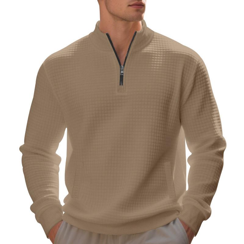 Mens Spring Fleece Sweater With Stand Collar And Zipper For Casual Urban Style