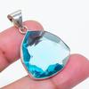 Natural Swiss Blue Topaz Gemstone 925 Sterling Silver Jewelry Pendant 1.38" AP-16352