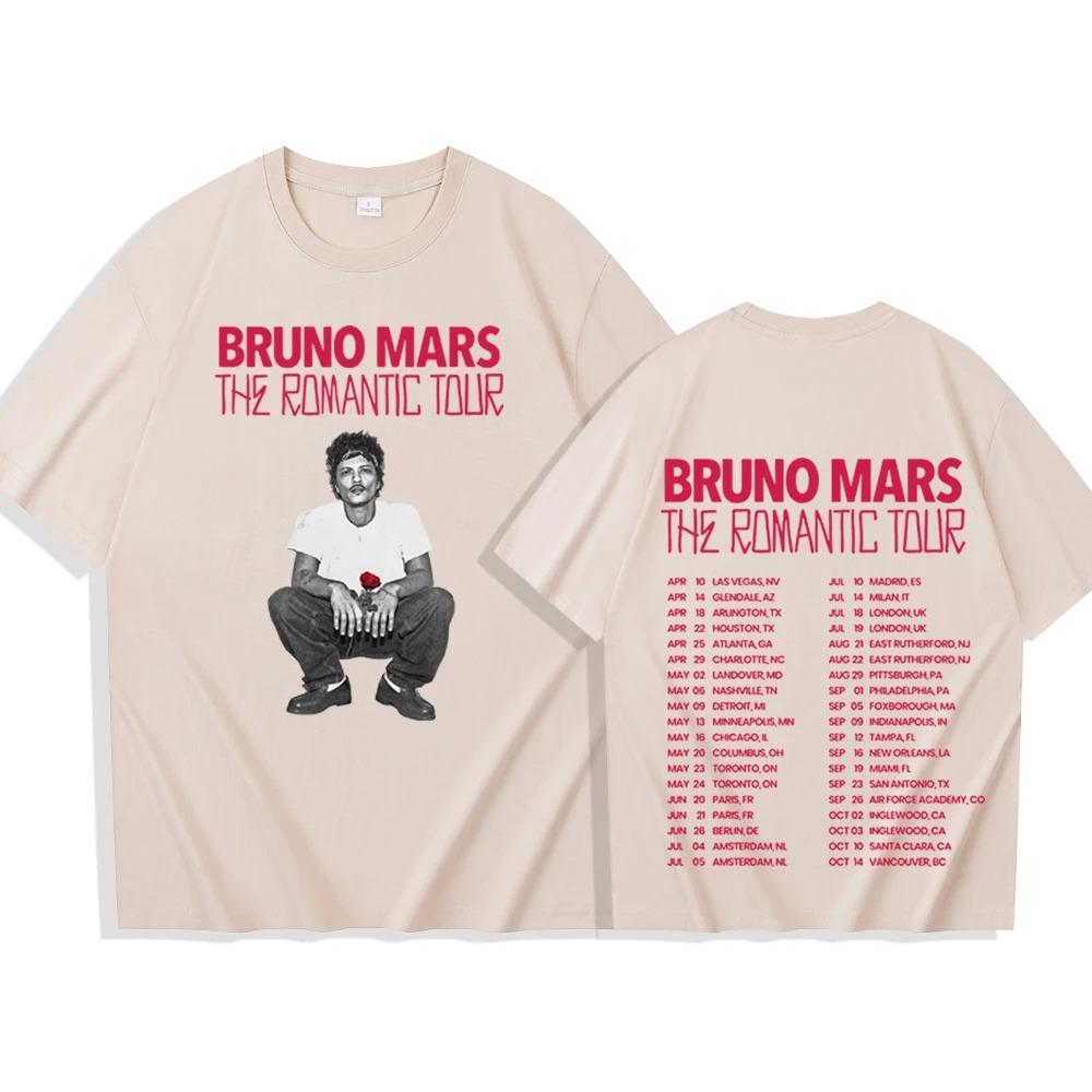 Bruno Mars The Romantic Tour 2026 T-shirt Man Woman Harajuku Short Sleeve O-neck Casual Shirt Gift Hip Hop Streetwear Oversized Tshirt