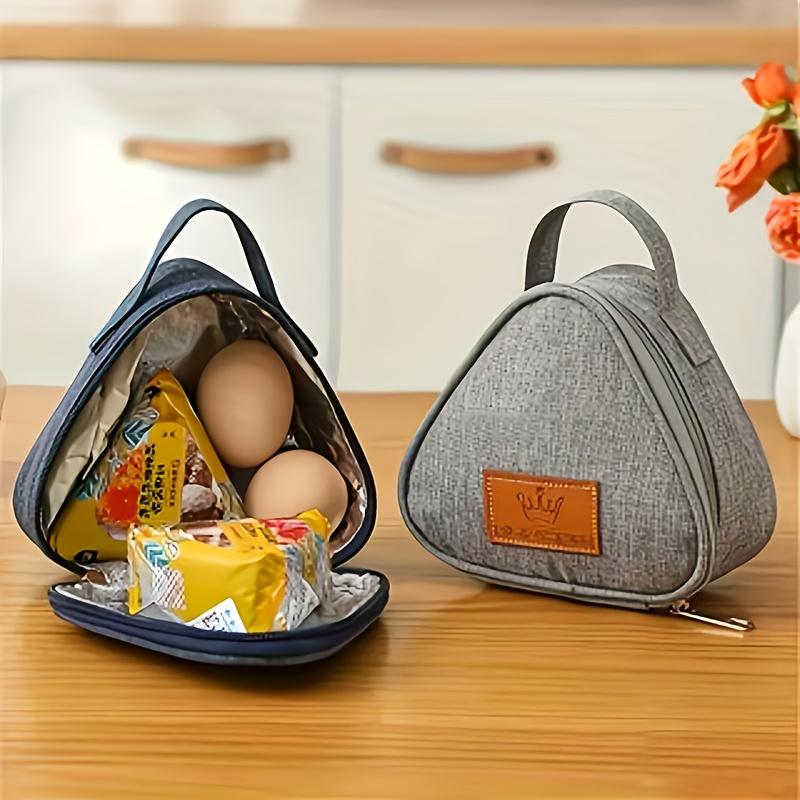 2Pcs Triangle Insulated Lunch Bag Portable Rice Ball Sandwich Pouch Thermal Bento Carrier Mini Food Storage Tote