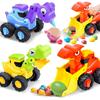 AMENON 3 Pcs Large Dino Hauler Trucks, Press & Go Construction Vehicles for Hunting Games, Dinosaur Toys Transport Carrier Cars for Toddlers Boys