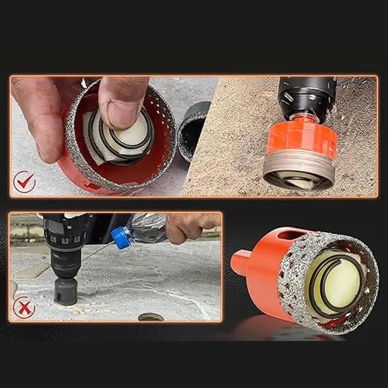 1PC 20-60mm Diamond Brazed Core Dry Drill Bit for Porcelain Tiles Marble Glass Granite Hole Cup Saw Cutter Accessories Cutting