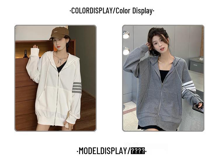 Early Autumn Korean Style Hooded Zipper Sweatshirt for Women - 2022 Loose Fit Design
