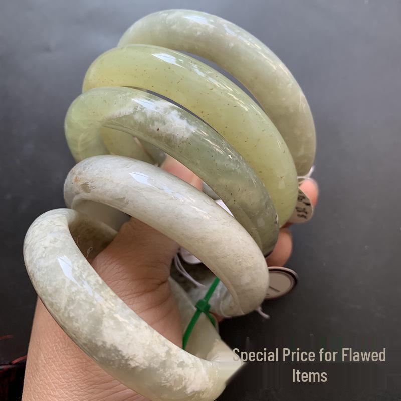 Flawed Natural Xiuyan Jade Frost Flower Smoky Purple Bracelet Model 62/63