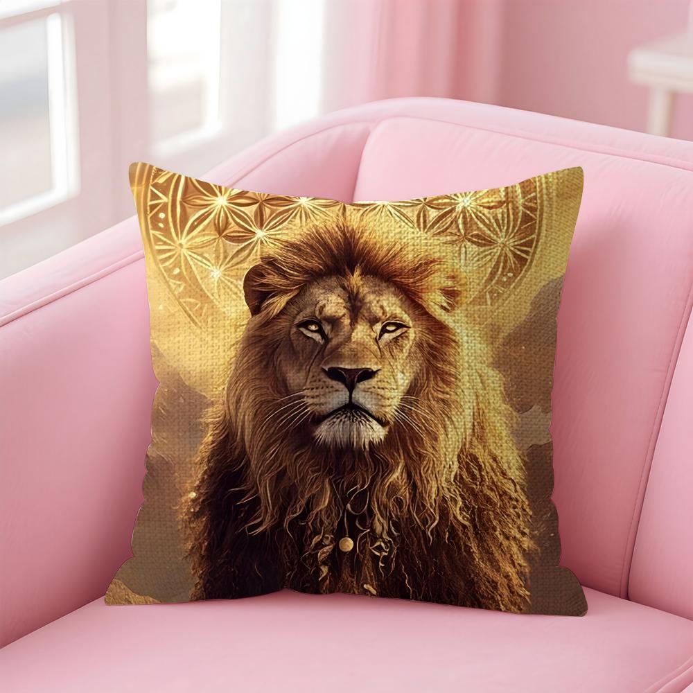Lion Cool Cushion Cover Natural Linen Pillow Case DoubleSided Print Decorative Sofa Pillowcase Home Decor Gift