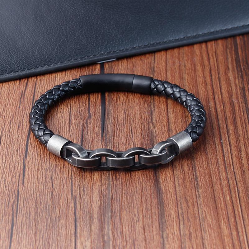 

New Braided Leather Men Bracelet Classic Hand-woven Magnetic Buckle Multi-layer Leather Bracelet For Men Jewelry Gift 21cm