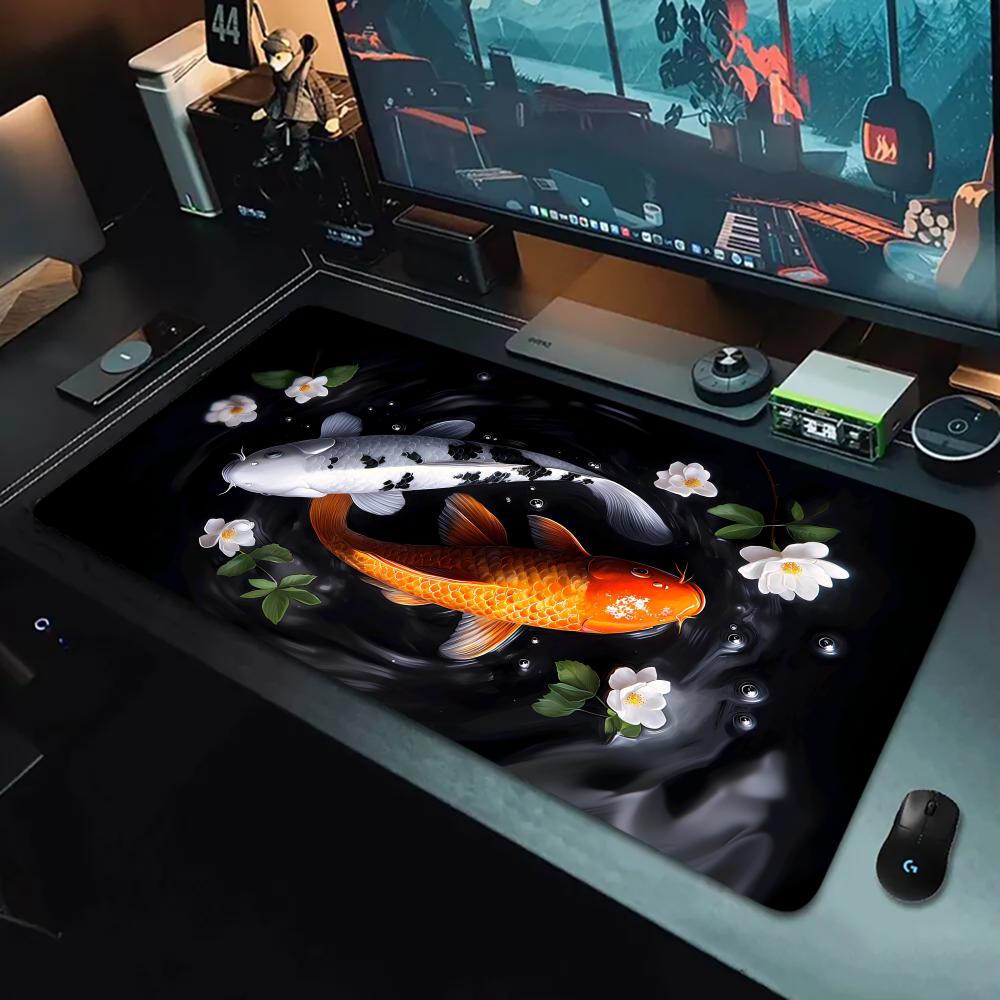 Japanese koi fish art Mouse Pad Computer Laptop Mouse Pad Office Large Gaming Mousepad Rubber Bottom Non-Slip Desk Mat 900X400
