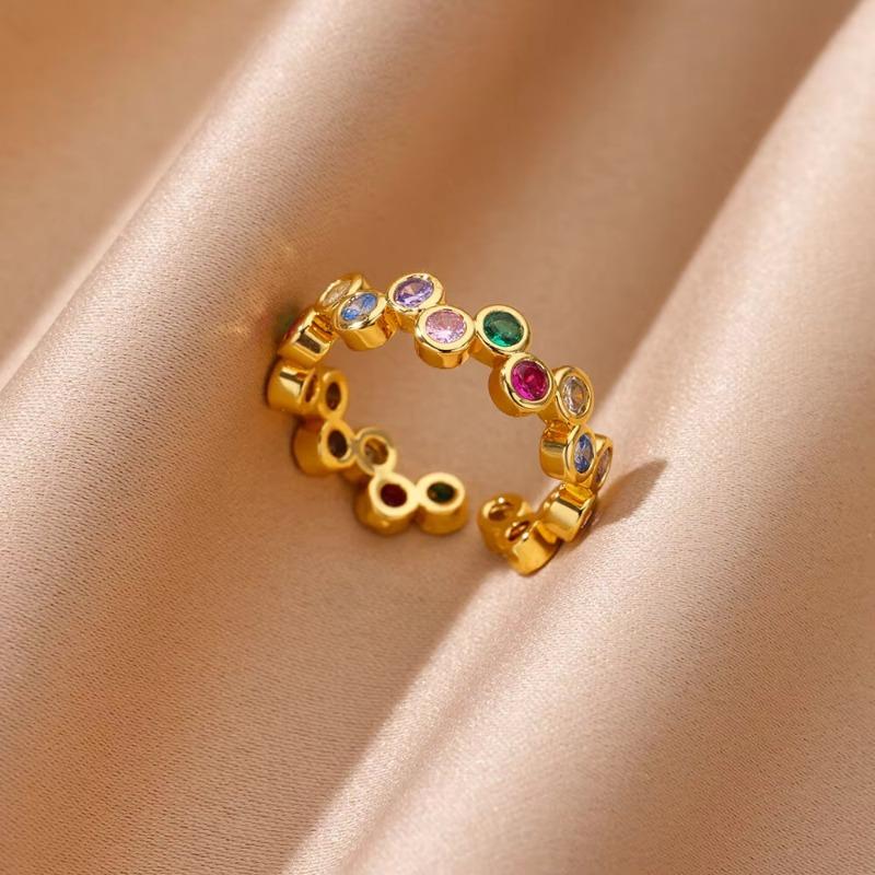 Gold stainless steel fashion lip flower ring female niche light luxury high sense does not fade opening