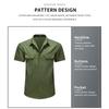 Mens Solid Color Turn Down Collar Double Pocket Short Sleeve Casual Work Shirt