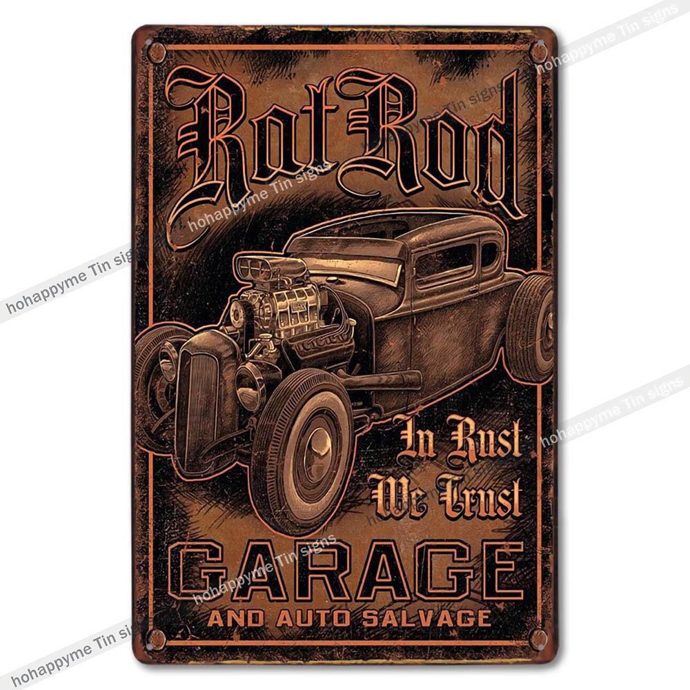 Garage Metal Tin Sign Wall Art Plaque Retro Vintage Auto Repair Shop Decor Man Cave Mechanic Tire Service Bar Pub Decoration