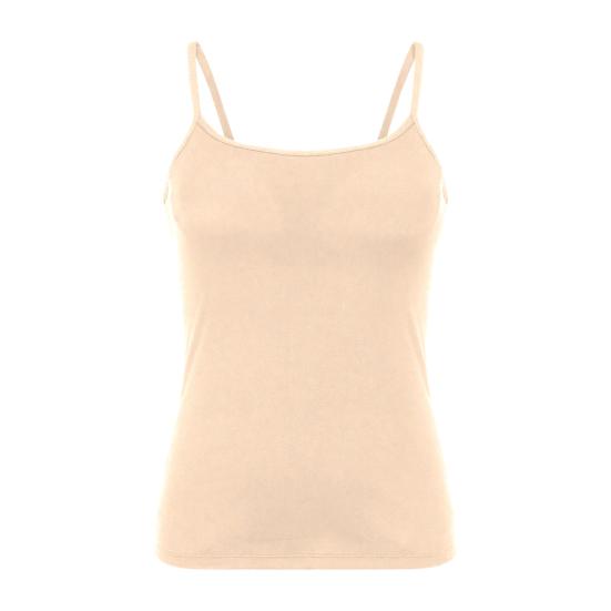 

Жіночий топ-майка з вбудованим бюстгальтером на тонких бретельках, з вирізом-човником, набитий, базовий, літній, повсякденний, без рукавів, для тренувань L абрикосовий