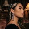 Zircon Pumpkin Ear Studs Rhinestone Long Tassel Drop Earrings Skeleton Dangle Earrings  Party