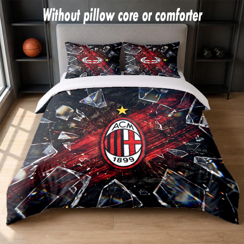 AC Milan Design Bed Bedding Set 1 Duvet Cover + 2 Pillowcases Soft Breathable Household Bed Linens