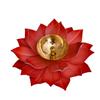 Pure Brass Lotus Flower Diya, Home Decoration Diya For Puja - Gold & Red