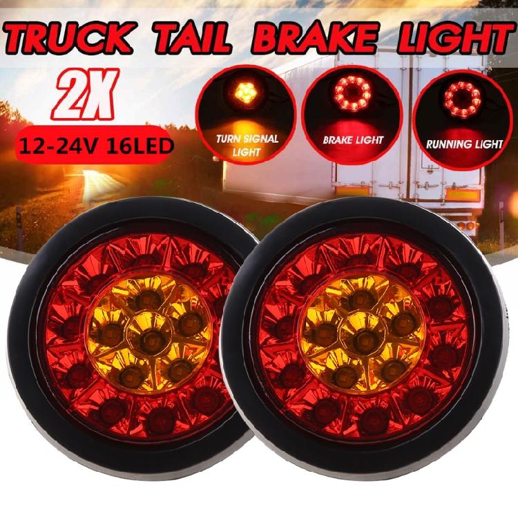 2 Stück LED-Bremslicht für Auto 12V Retro Runde Nebelschlussleuchte 16-LED-Rücklicht für Anhänger