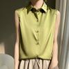 Letní dámská hedvábná košile bez rukávů, tričko, temperamentní elegantní topy, vesty
