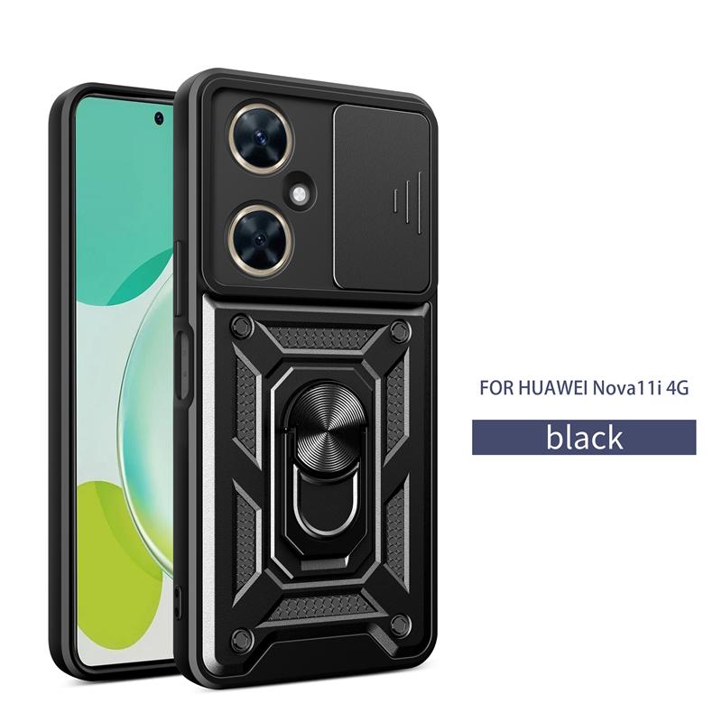 For Hauwei Nova11i 4G Case Slide Camera Armor Phone Case For Huawei Nova 11i 11 I I11 4G MAO-LX9 6.8" Car Holder Ring Back Cover