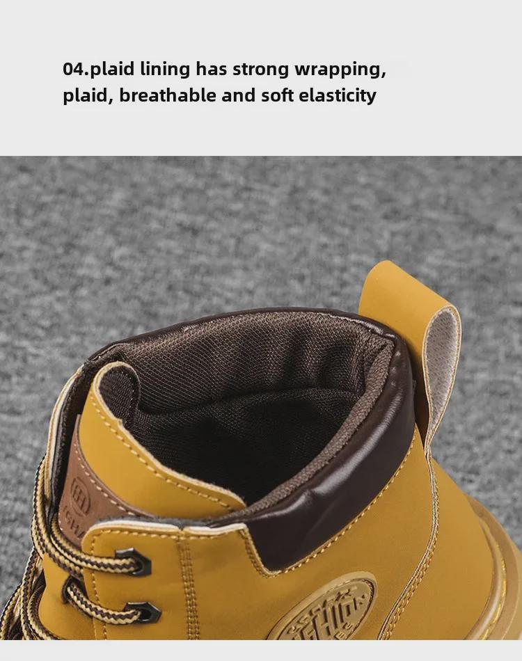 Herren Retro Britische High-Top Martin Arbeitsstiefel mit dicker Sohle - Rutschfest Wüstengelb.