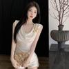 Pure Desire White Butterfly Swinging Collar Sleeveless T-shirt Women's Summer Sweet and Spicy Slim Short Design Halter Inner Top