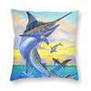 Blue Marlin Busting Tunas Pillowcase Polyester Linen Velvet Creative Zip Decor Throw Pillow Case Home Cushion Cover