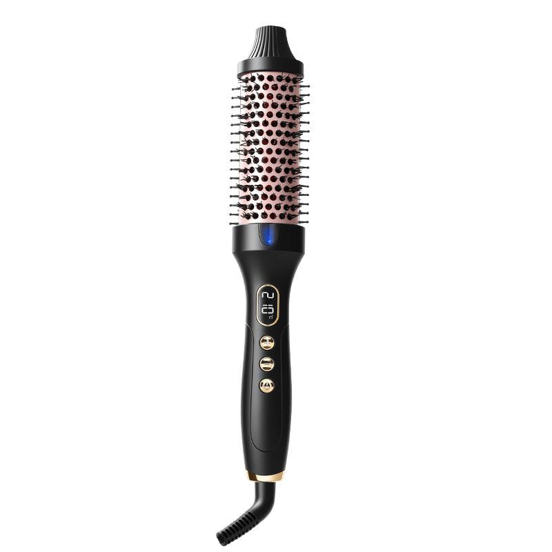 3 in 1 Ionic Electric Infrared Curling Hairbrush Ceramic Tourmaline Volumizing Infrared Thermal Round Brush 100-240V&EU-220V чёрный