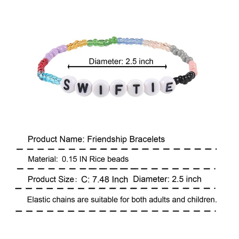 11Pcs Unique Swiftie Bracelets Adjustable Stretch Beaded Beach Bracelets Bohemian Swiftie Letter Bead Wristband Jewelry