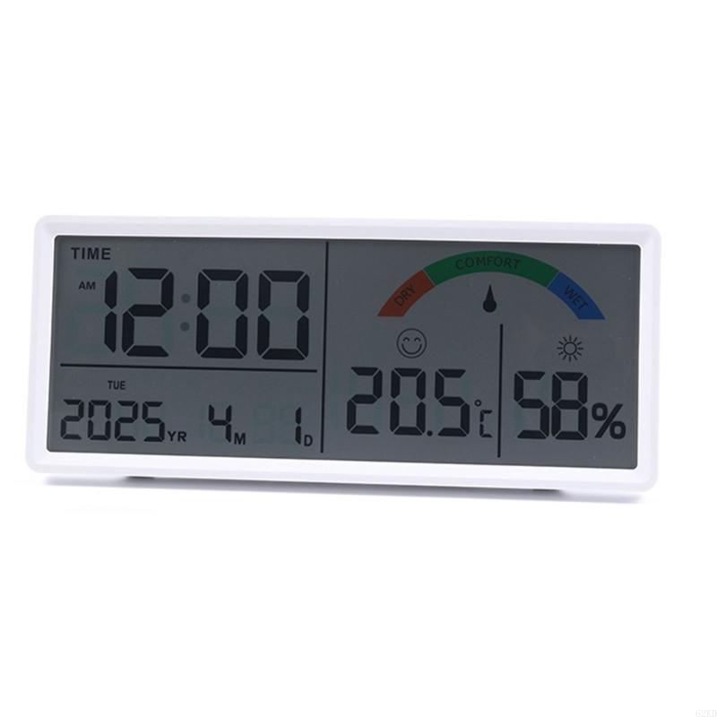 62KD Large LCD Screen Wall Mounted Clock with Date And Weather Data Battery Operated