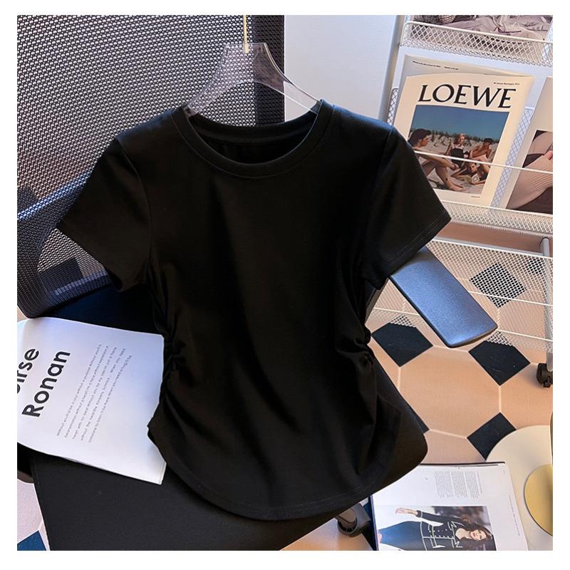 Irregular Short-sleeved T-shirt Women's Summer New Korean Version Loose Waist Top