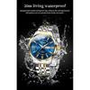 OLEVS Men's Diamond Watch Business Dress Watch Waterproof Luminous Golden Big Dial Quartz Analog with Date Calendar and Stainless Steel Band