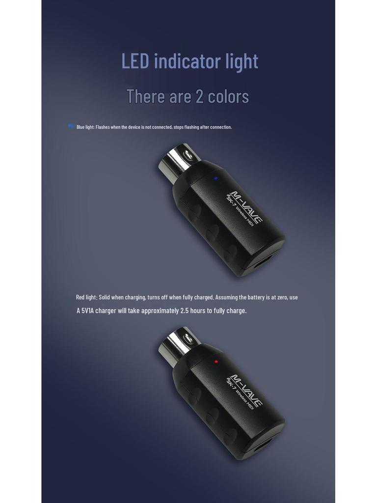 SK-7 Wireless 5-Pin MIDI Cable for Wind Instruments, Drums, & Keyboards