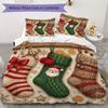 Stockings Ornaments Pattern Bedding uilt Set uilt Cover Pillowcase Home Decoration Birthday Gift (1 * duvet cover + 2 * pillowcase without core)_XIA