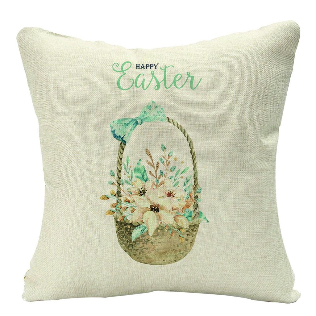 New Easter Bunny Linen Pillow Cover Home Sofa Pillow Cushion Cover