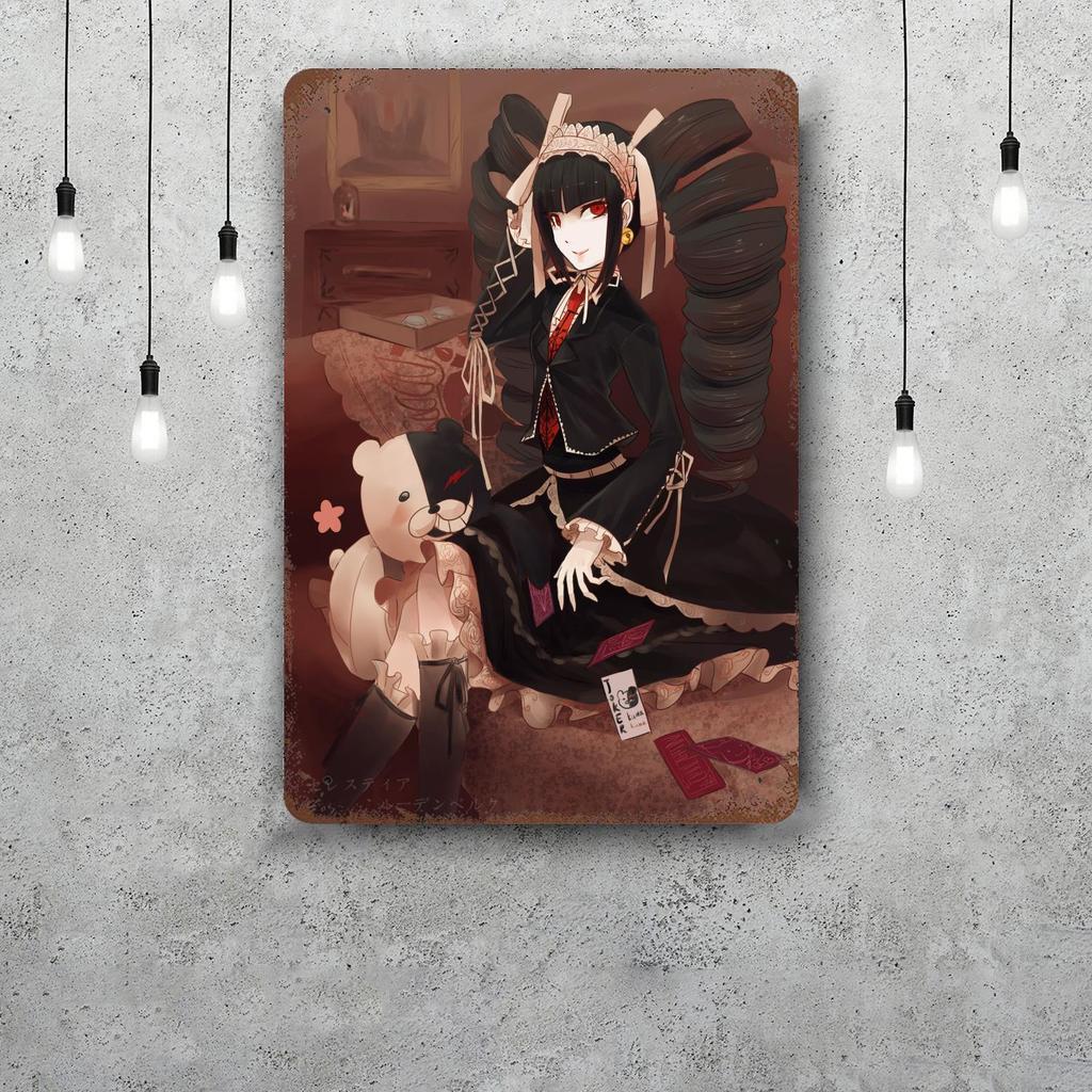 monokuma Cartoon Retro Vintage Tin Sign Poster Decorative Plaque Metal Plate Wall Decor