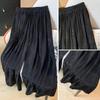 High-End Black Tencel Jacquard Wide-Leg Skirt Pants - Stylish & Versatile for Spring/Summer