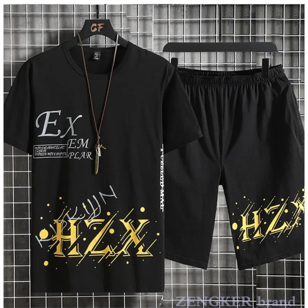 

Летний костюм-футболка с короткими рукавами, мужской костюм больших размеров, спортивные шорты из ледяного шелка для отдыха, мужские спортивные штаны, комбинезон для мужчин 10XL9XL M