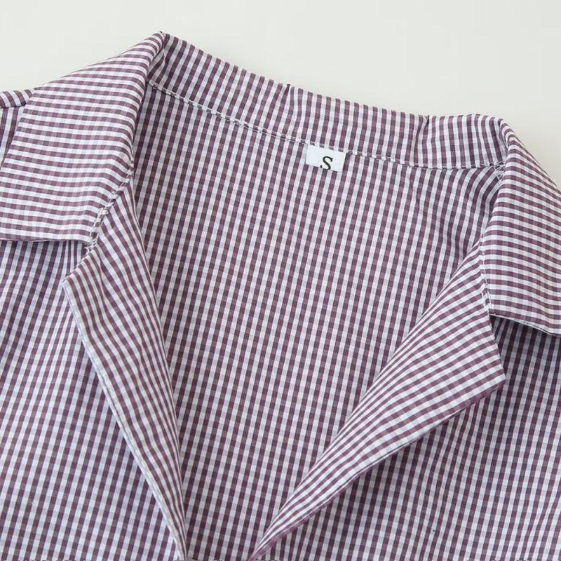 Kaslead New Arrival Women's Clothing Fashion Style Minimalist Retro Plaid Shirt Casual Shorts Suit