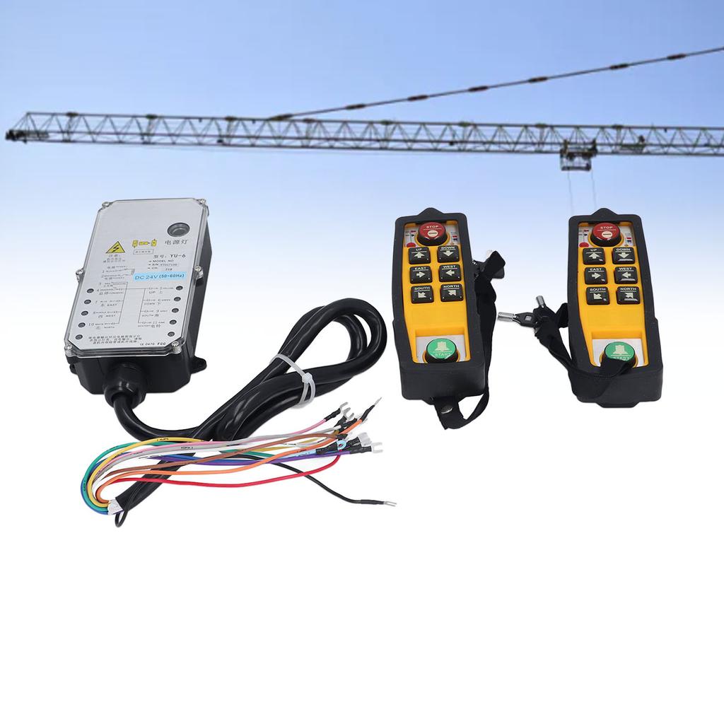 Industrial Wireless Crane Remote Control Kit DC24V Electric Lift Hoist Transmitter Receiver with Lock 2 Handle YU 6