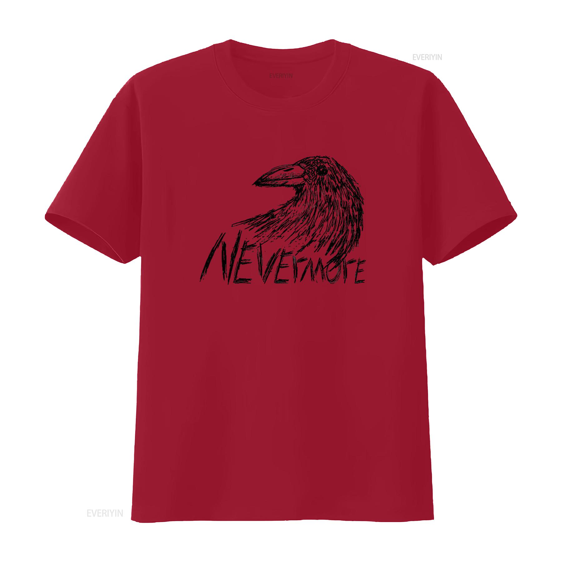 

Mens NEVERMORE Classic T Shirt White vintage Washed homme fashion Stretched streetwear Versatile Breathable S