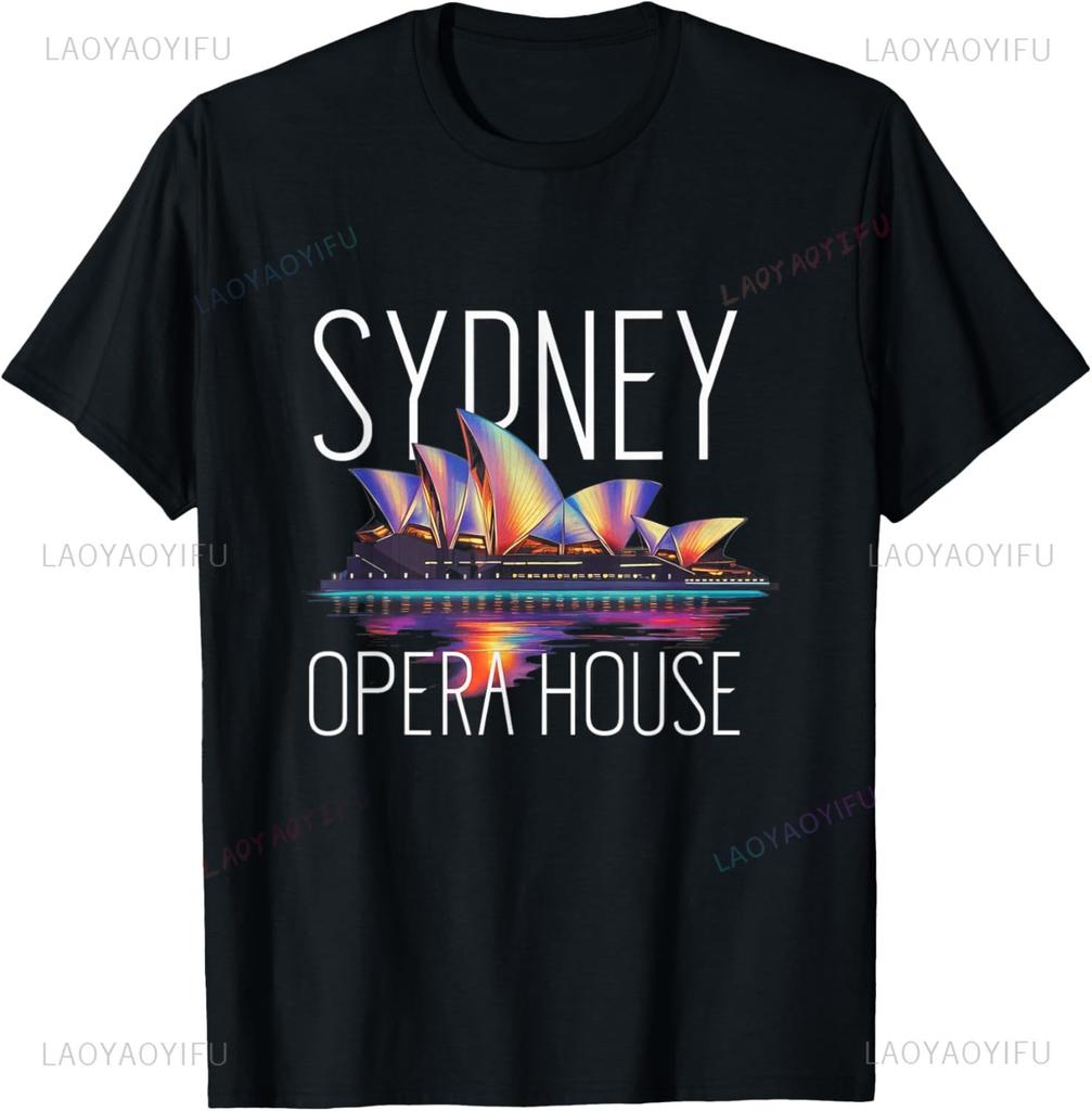 Sydney Opera House Artistic Representation Australia Tshirt Unisex Summer Streetwear Tops Printed Tshirt Ropa Hombre