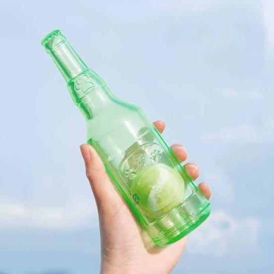 Bottle Dog ??Chew Toy Rubber Bottle with Tennis Ball Squeaky Dog Teeth Cleaning Toy Interactive Floating Toy for Small Medium Dogs Outdoor Pool Play