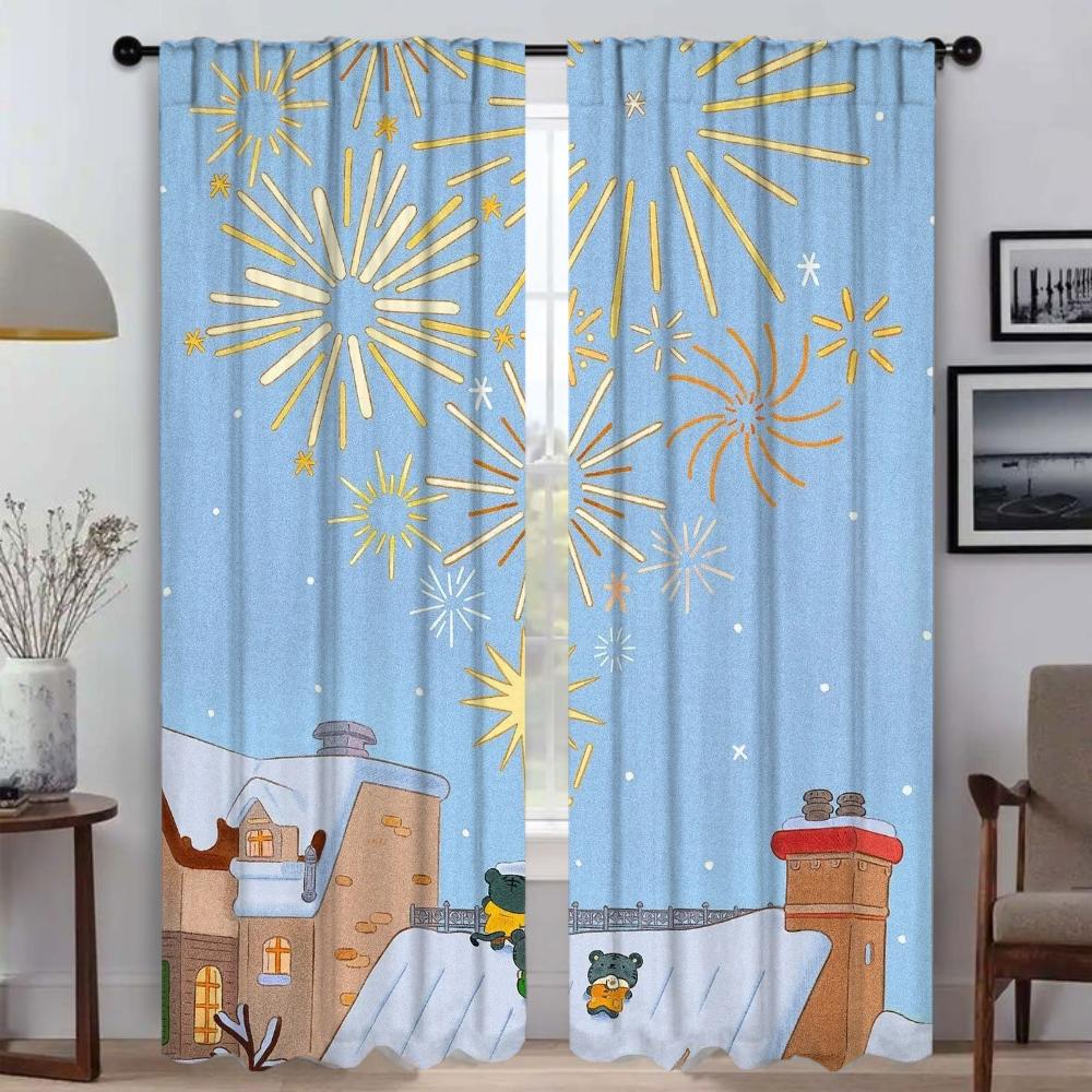 

Spring Coming Blackout Curtains for Living Room Partition Home Interior Curtains 2 Pieces Window Curtain Shades Kitchen Elegant W50xH70cmx2pcs-CL