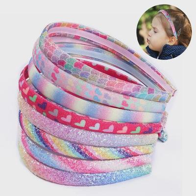 Diadema infantil con forma de corazón y purpurina con polvo de cebolla arcoíris degradado