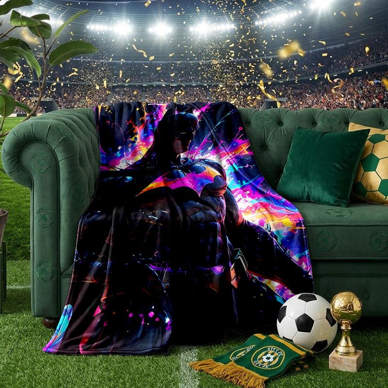 Bat In Colorful Artwork Throws Blanket Flannel Blankets Plush for Couch Bed Gifts for Men Women Travel picnic blanket Christmas fan gifts