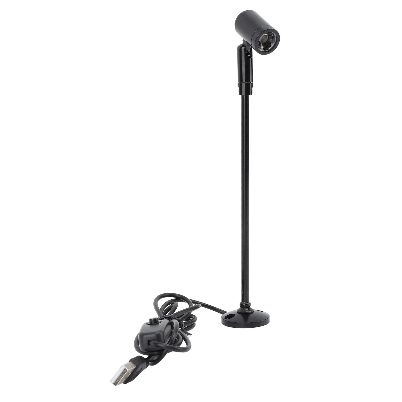 

Standing Cabinet Spotlight LED Jewelry Display Spotlight Standing USB Powered Aluminium Mini Spotlight Lamp for Arts White light black