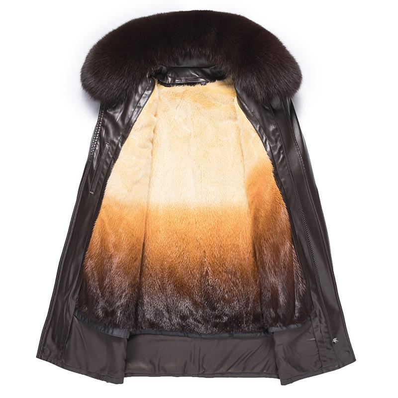 Autumn and Winter Genuine Leather Jackets for Men, Business Casual, High-end Temperament, Fashionable Fox Fur Collar Genuine Leather Jackets