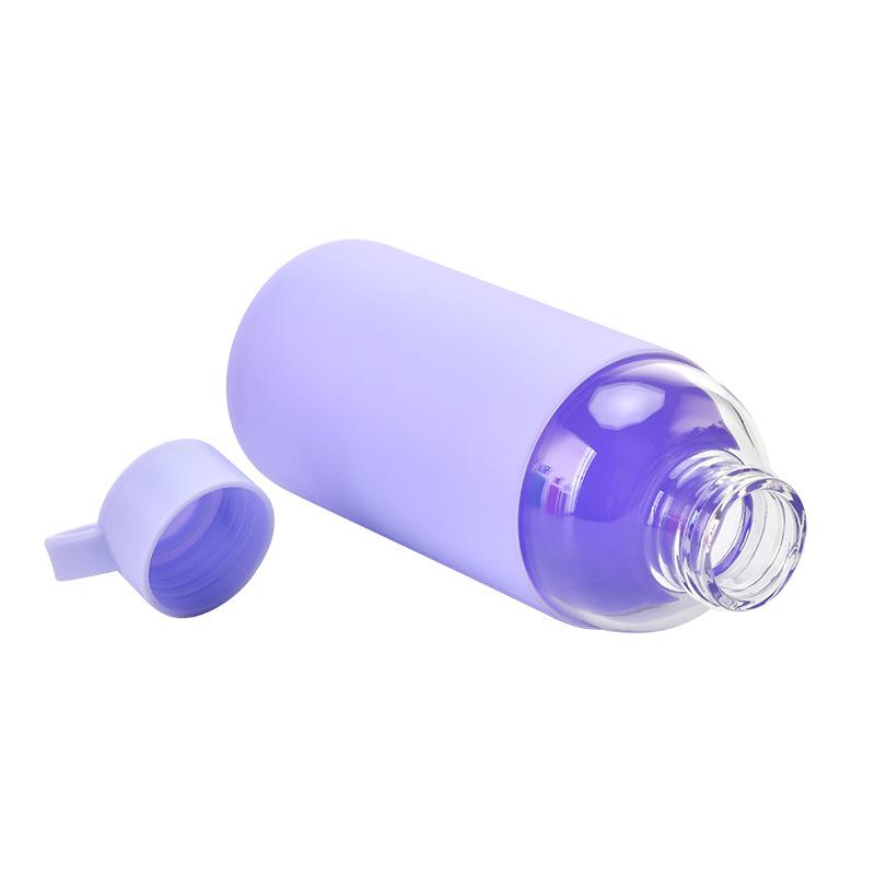 Sports Portable Water Cup With Silicone Cover, Student Couple Easy Cup High Borosilicate Glass Water Cup