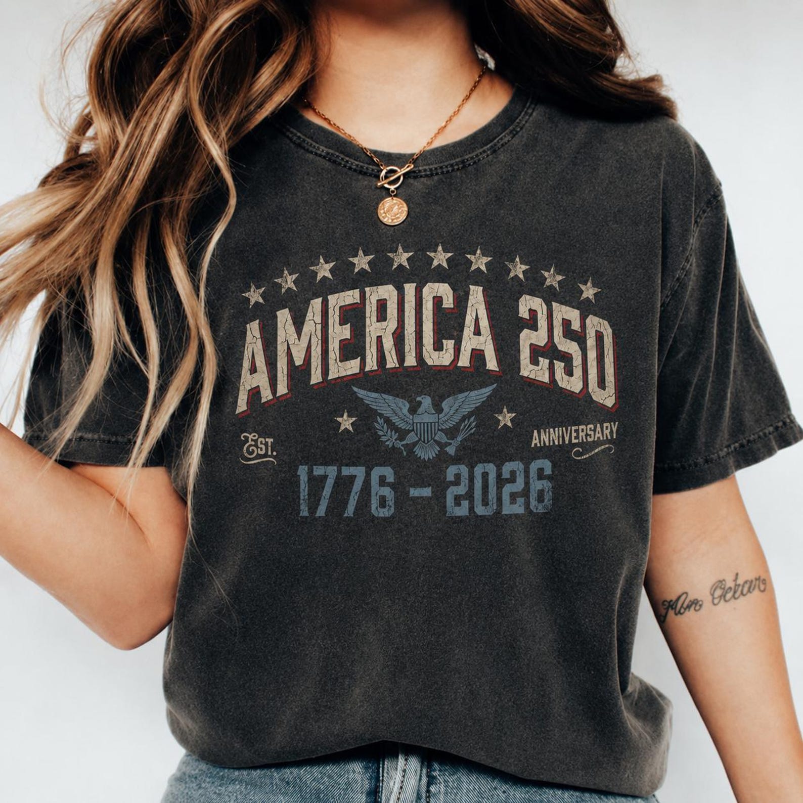 America 250 1776-2026 Eagle Graphic T-shirt | 250th Anniversary, Patriotic Tee M
