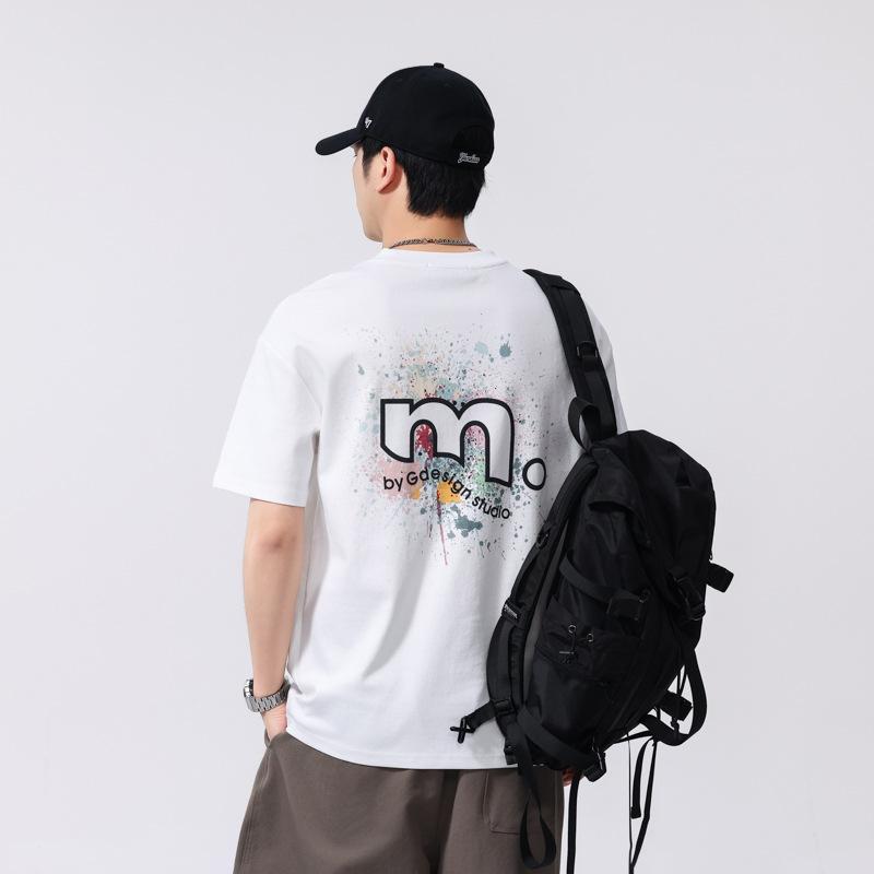 Summer Thin T-shirt Men's Loose Embroidered Short-sleeved Tops for Men's Clothes