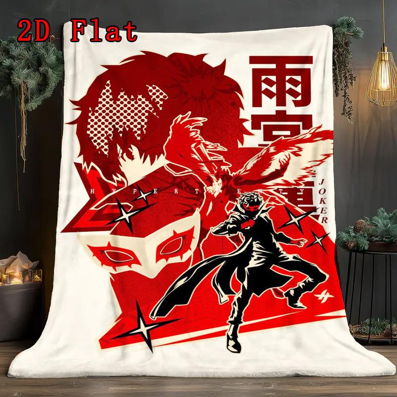 Persona 5 2D Flat Pattern Flannel Blanket High Quality All Seasons Warmth and Comfort Perfect for Christmas Gifts.PMT0914456